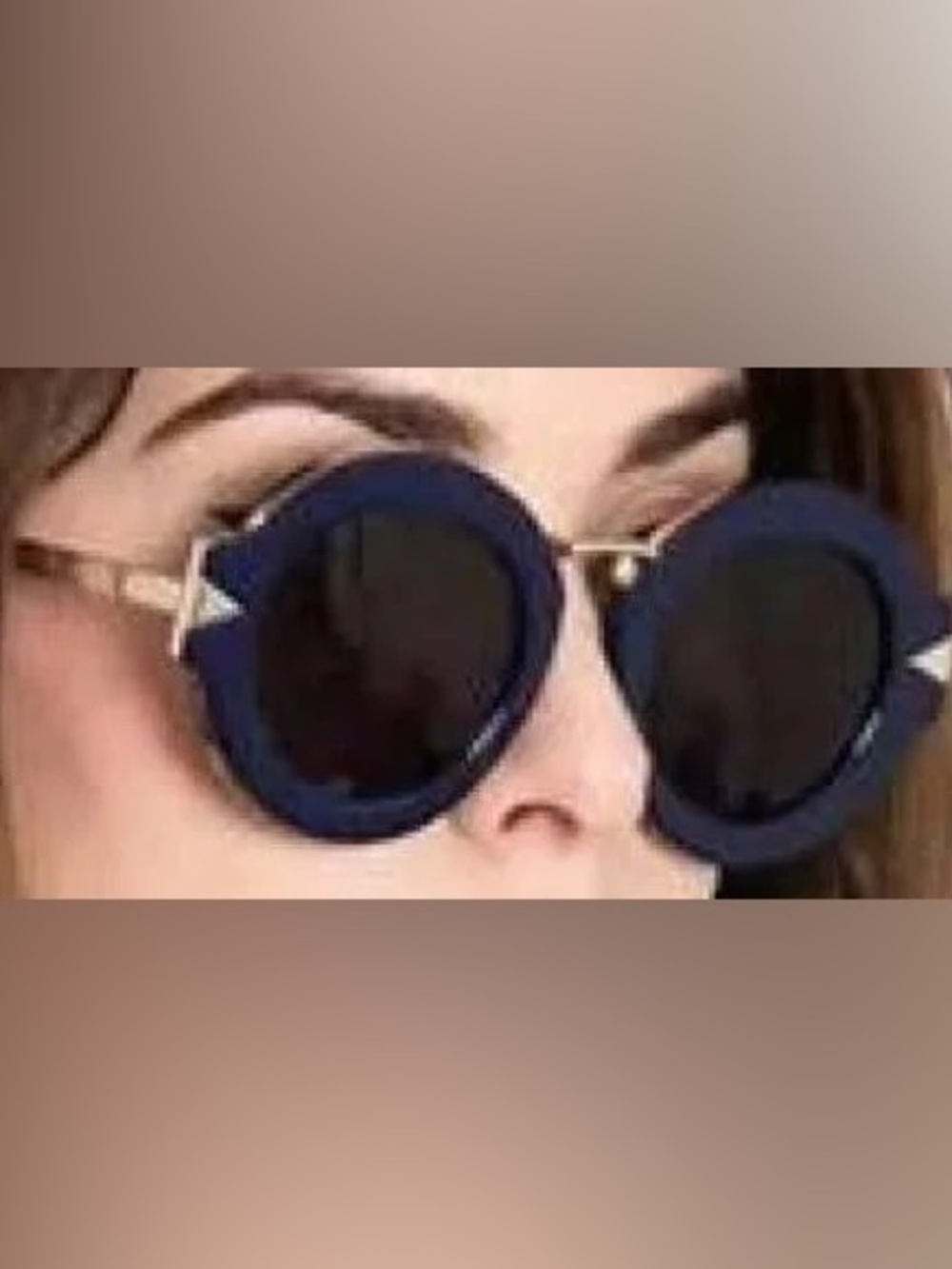 Karen Walker Round Navy Sunglasses with Gold Accents